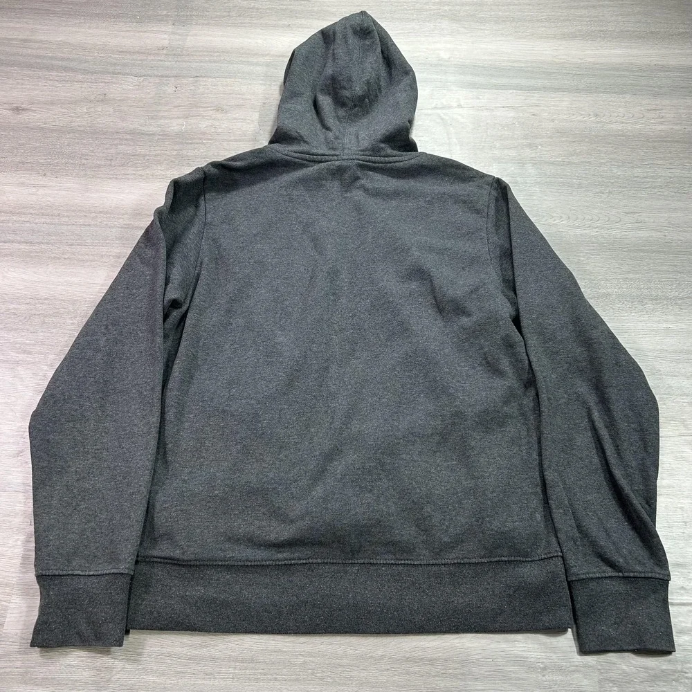 The North Face Hoodie Mens Medium Gray Pullover‎ Fleece Yellow Logo Sweatshirt